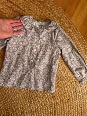 Olive Juice Girls Floral Button Down Blouse Ruffle Collar Size 3T 4T